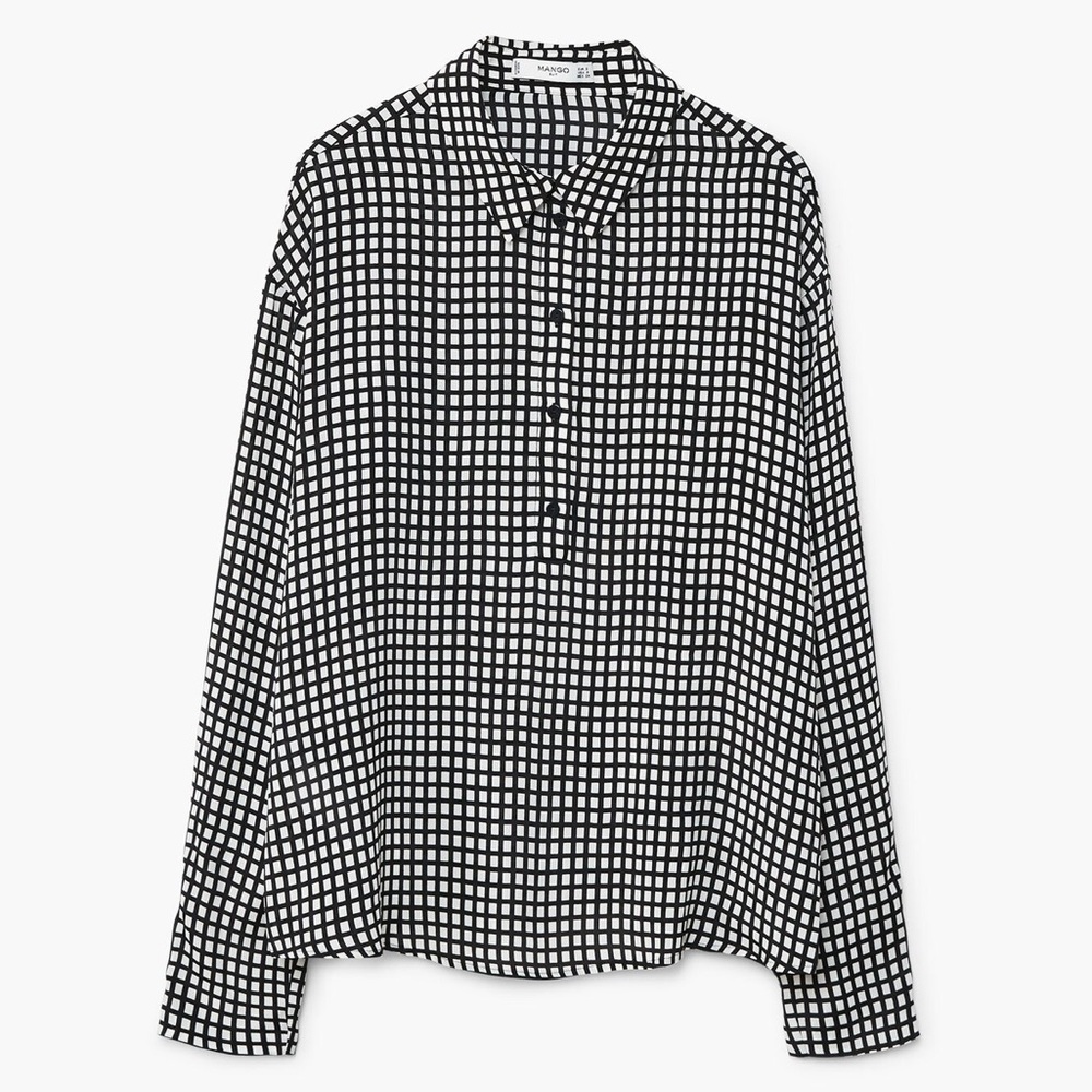 Mango checkered grid button down shirt - Picture 3 of 5